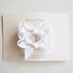 Bow Clips: White bow clip - Small pair