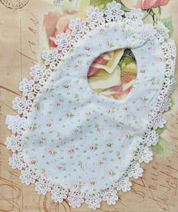 Miss Rose Sister Violet: Floral Lace Cotton Baby Bib