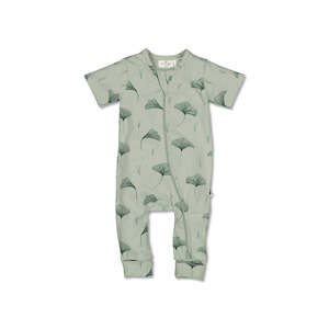 Sleep: Short Sleeve Zip Suit - Gingko