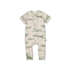 Sleep: Short Sleeve Zip Suit - Dragonflies
