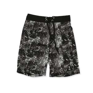 Boys Swimwear: Waves Long Board Short - Black Dye