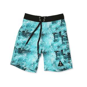 Boys Swimwear: Waves Long Board Short - Ocean Dye