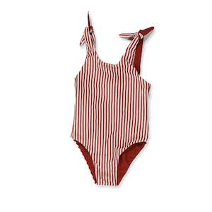 Girls Swimwear: Peppa Reversible Swimwear - Rust Stripe