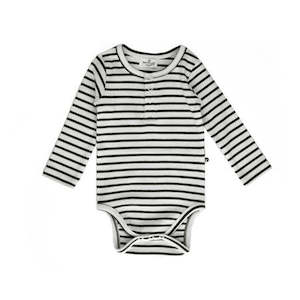 Henley Rib Bodysuit Black Stripe
