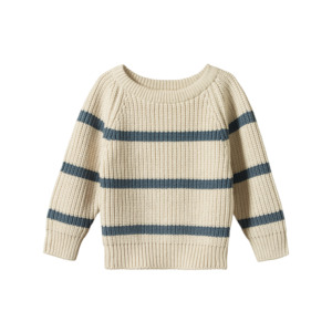 Billy Jumper Oatmeal Marl & Sky Blue Stripe