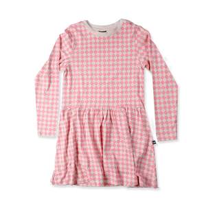 Monday Long Sleeve Dress Pink Check