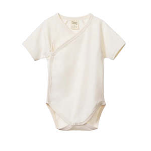 Bodysuits: Short Sleeve Kimono Bodysuit Natural