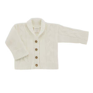 Cable Knit Cardigan White 6-12m