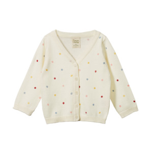 Light Cotton Knit Cardigan Polka Dot Dusky