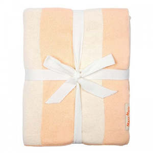 Sleep All: Peach/Ivory Stripe Knitted Blanket