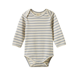 Cotton Long Sleeve Bodysuit Horizon Stripe