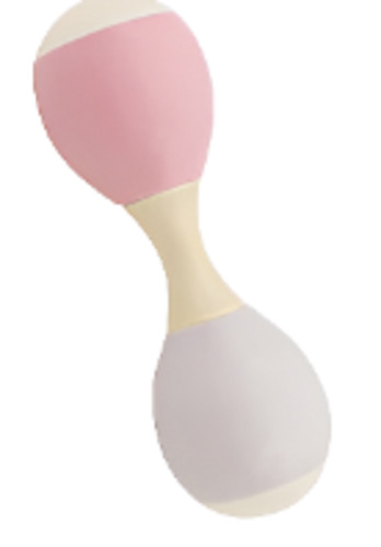 Comforters Rattles: Wooden Maracas Rattle Pink/Grey