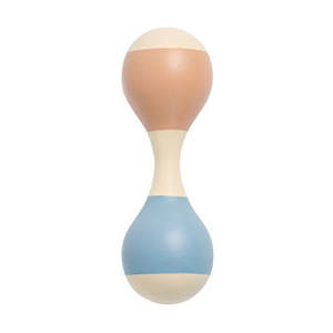 Comforters Rattles: Wooden Maracas Rattle Blue/Peach