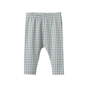 Girls Pants: Leggings Blue Gingham