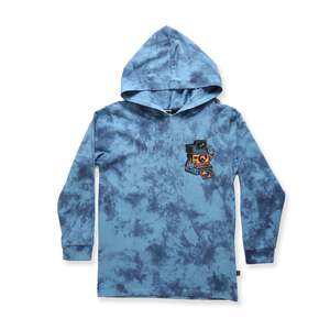 Snap Long Sleeve Hooded Tee Pacific Blue Dye