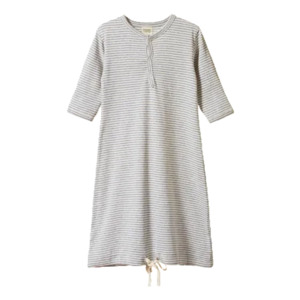 Sleep Gowns: Sleeping Gown Grey Marl Stripe