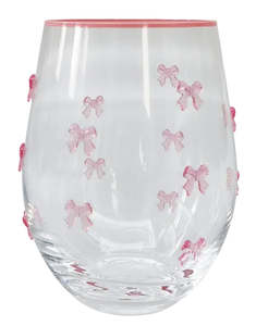 Kaya Bow Stemless Glass Pink