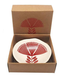 Red Pohutukawa Lace On White