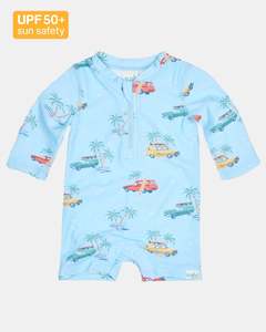 Toshi Swim Onesie Long Sleeve Splash Swell Seekers Sky