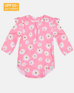 Toshi Swim Onesie Long Sleeve Ripple Daisy Watermelon