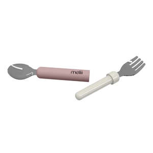 Eat And Drink: Melii Detachable Spoon & Fork Luxe Pink + Ivory