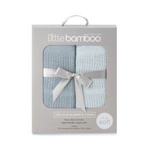 Little Bamboo Cellular Blanket Retro Blue 2pk