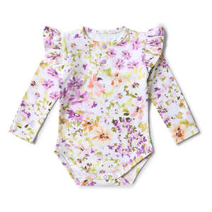 Onesies: Snuggle Hunny Kids Isla Long Sleeve Organic Bodysuit with Frill
