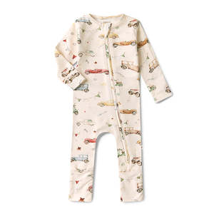 Snuggle Hunny Kids Vintage Cars Organic Snugglesuit Convertible Romper