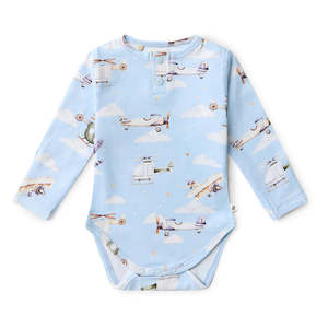 Snuggle Hunny Kids Taking Flight Long Sleeve Organic Bodysuit