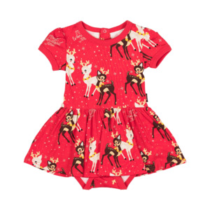 Rock Your Baby Comet And Cupid Baby Short Sleeve Waisted Christmas Dress