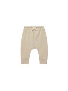 Quincy Mae Drawstring Pant Latte Micro Stripe