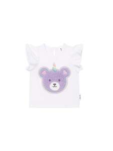 Girls Tops: Huxbaby Unicorn Frill T-Shirt White