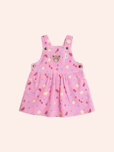 Huxbaby Pink Fruit Emoji Pinafore Dress