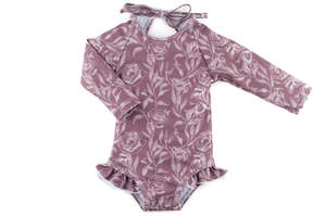 Girls Swimwear: Current Tyed Ruffle Rashguard Suit The Noa