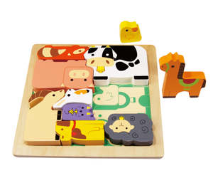 Wooden Toys: Kiddie Connect Chunky Farm Animal Puzzle