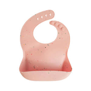 Bibs: Mushie Silicone Baby Bib Powder Pink Confetti