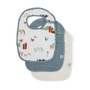Little Unicorn Cotton Muslin Bib 3pack Farmyard