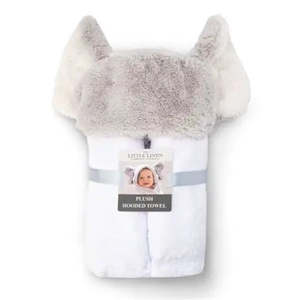 The Little Linen Company Plush Hooded Towel Soft Grey