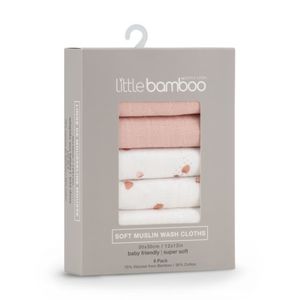Little Bamboo Muslin Wash Cloths Dusty Rose 6pk