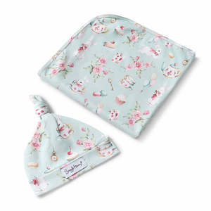 Blankets: Snuggle Hunny Kids White Rabbit Organic Jersey Wrap & Beanie Set