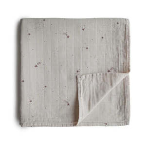 Mushie Organic Cotton Muslin Swaddle Blanket Falling Star