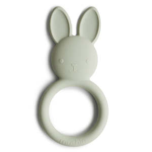 Teethers And Rattles: Mushie Bunny Soft Teether Sage