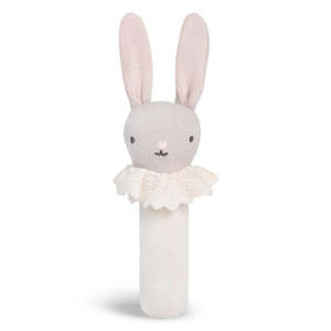 Teethers And Rattles: Avery Row Knitted Rattle - Blushing Bunny