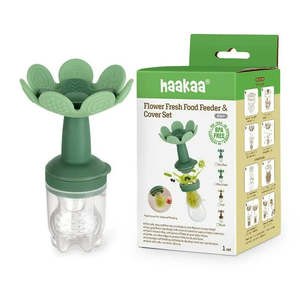 Haakaa Flower Fresh Food Feeder & Cover Set - Pea Green