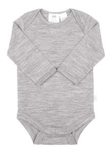 Sleepwear: Babu Merino Bodysuit Long Sleeve Grey