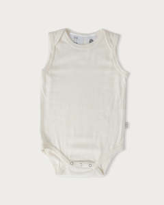 Sleepwear: Babu Merino Bodysuit Singlet Cream