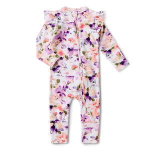 Snuggle Hunny Kids Blushing Beauty Organic Snugglesuit Convertible Romper with Frill