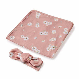 Snuggle Hunny Kids Daisy Baby Jersey Wrap & Topknot Set