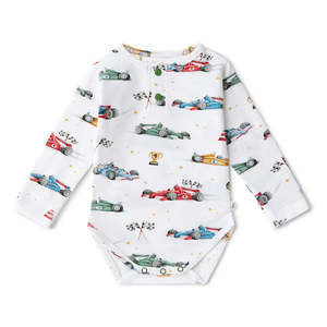 Snuggle Hunny Kids Little Racers Long Sleeve Organic Bodysuit