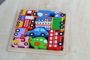 Kiddie Connect Chunky Wooden Puzzle Vehicles